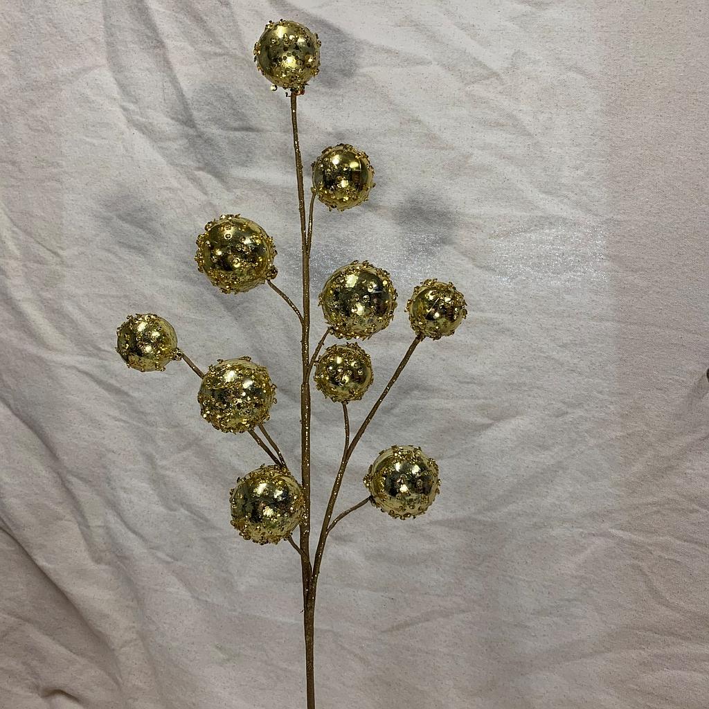 27" ORNAMENT BALL SPRAY W/ ICE GOLD