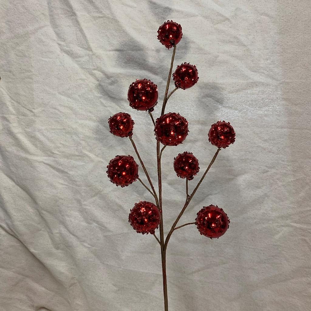 27" FROSTED ORNAMENT BALL SPRAY RED