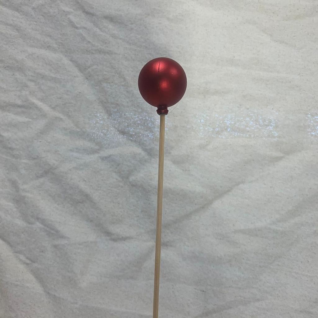 1.5&quot; ORNAMENT BALL ON 18&quot; PICK MATTE RED