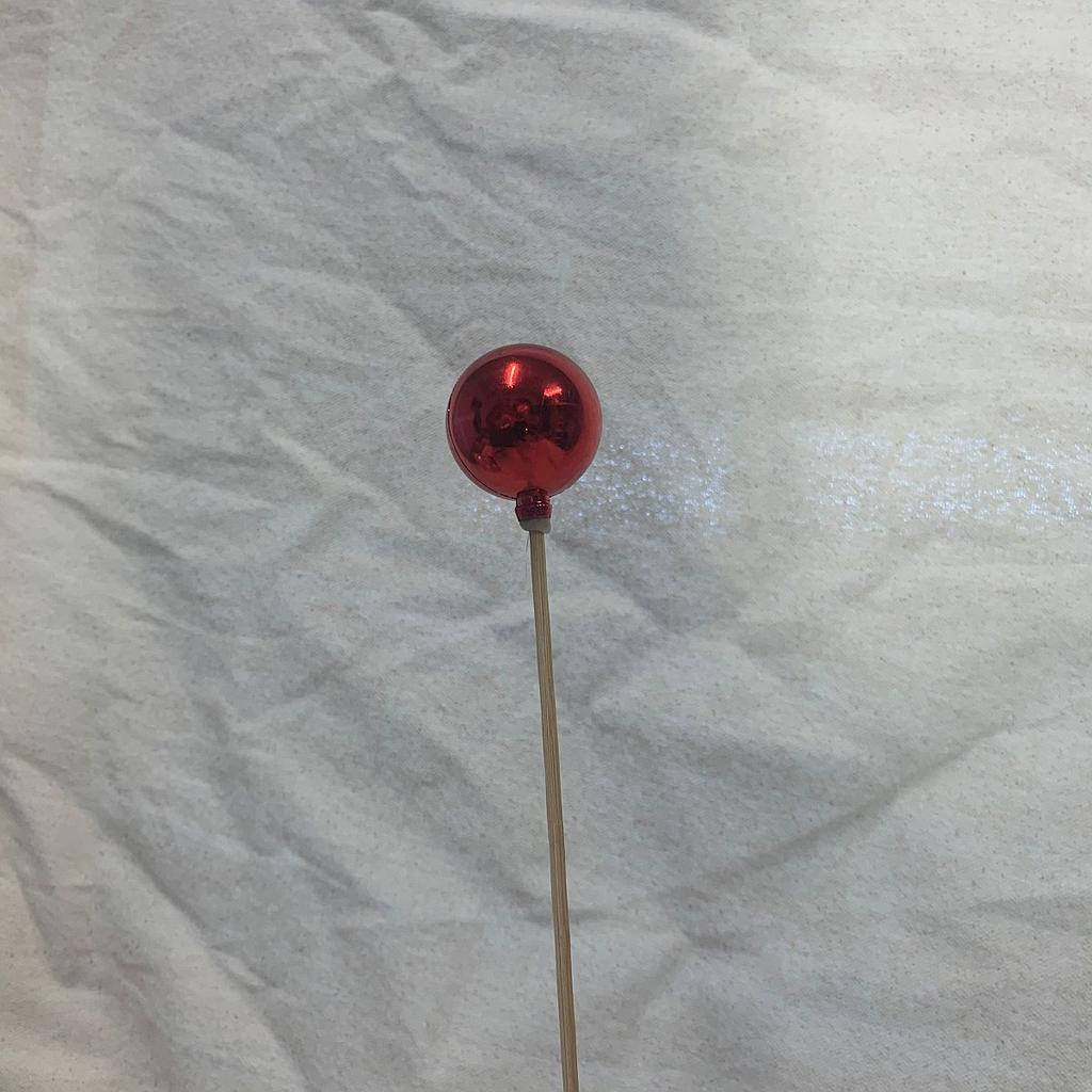 1.5" ORNAMENT BALL ON 18" PICK RED