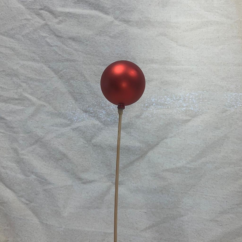 2.25" ORNAMENT BALL ON 18" PICK MATTE RED