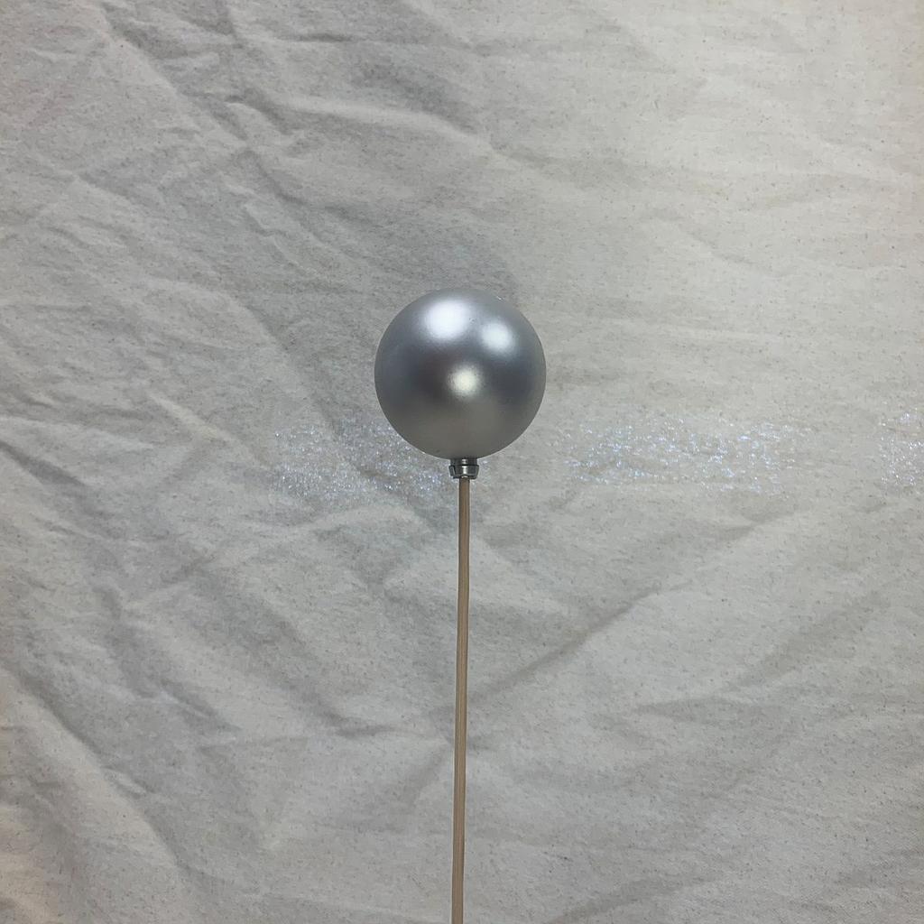 2.25" ORNAMENT BALL ON 18" PICK MATTE SILVER