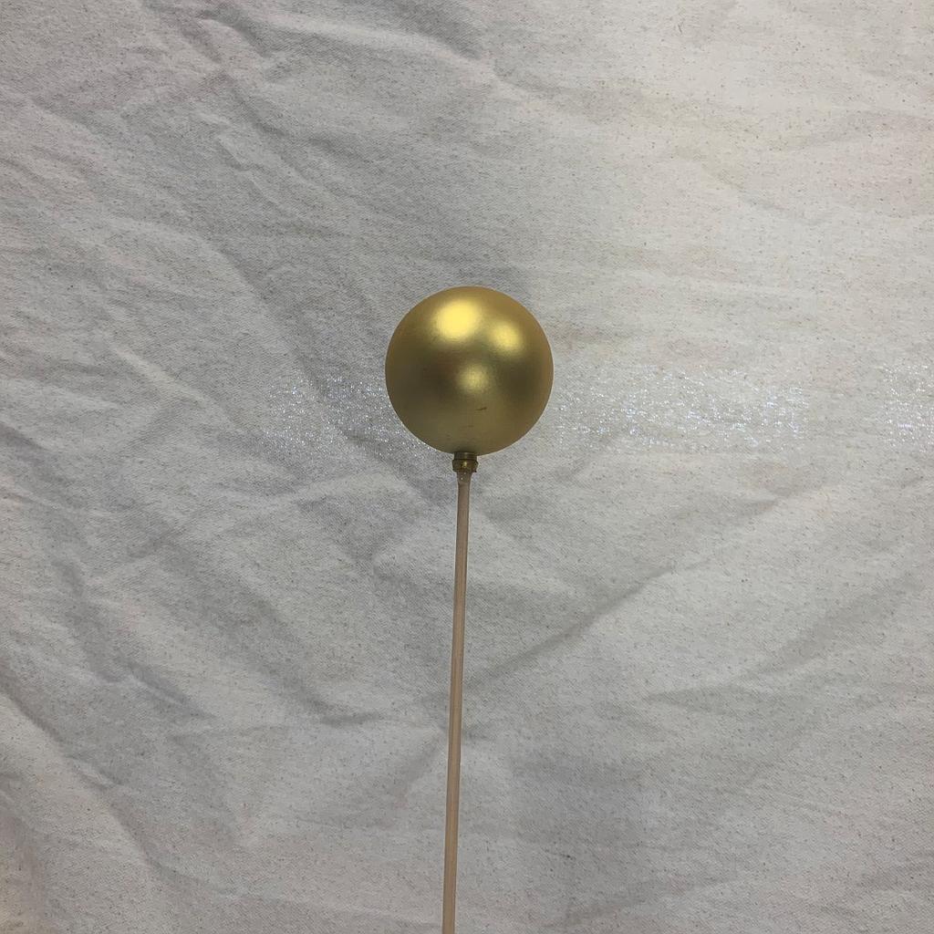 2.25" ORNAMENT BALL ON 18" PICK MATTE GOLD