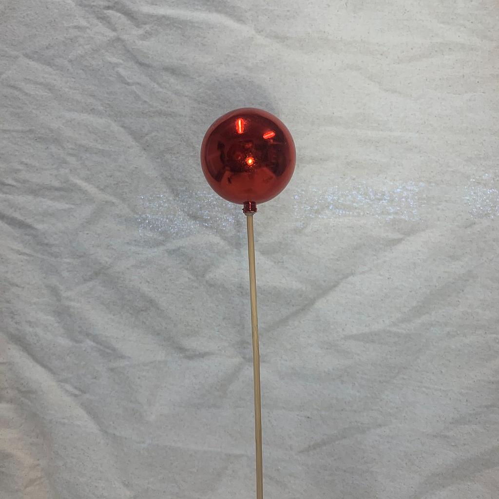 2.25" ORNAMENT BALL ON 18" PICK RED
