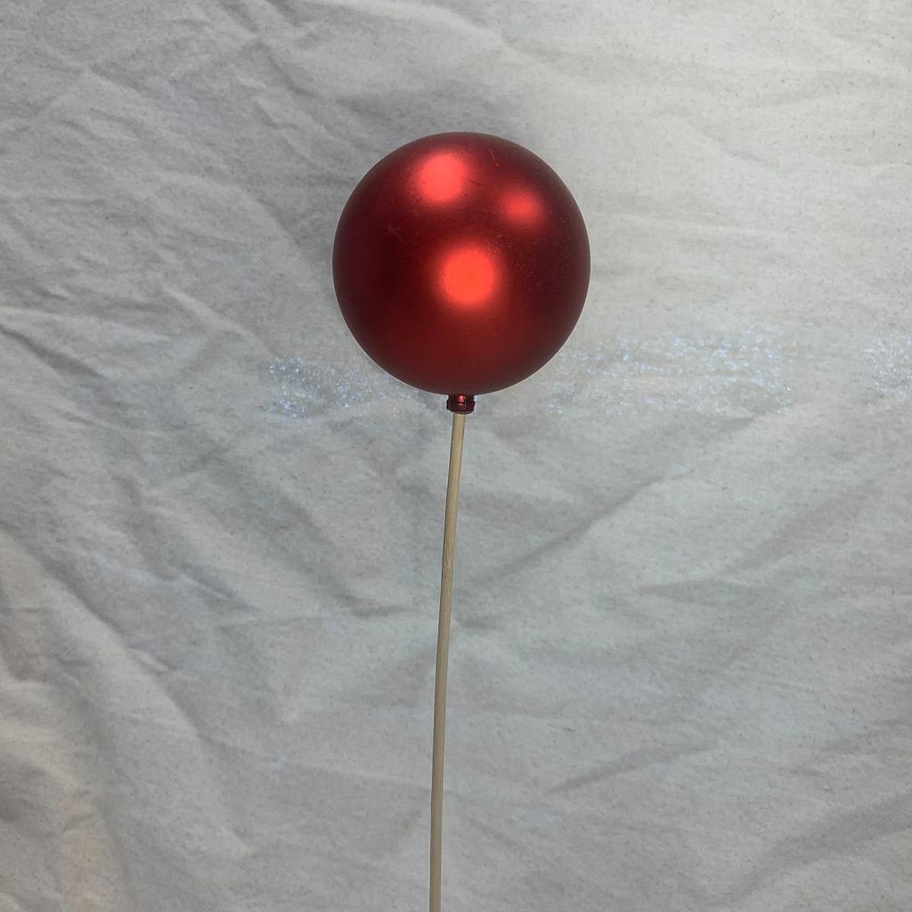 3" ORNAMENT BALL ON 18" PICK MATTE RED
