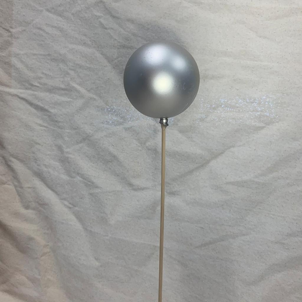 3&quot; ORNAMENT BALL ON 18&quot; PICK MATTE SILVER