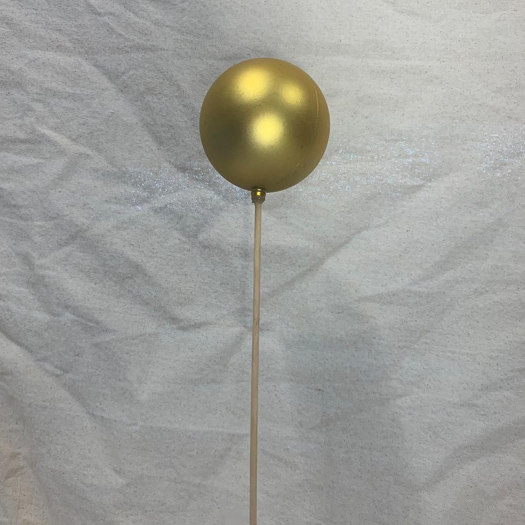 3" ORNAMENT BALL ON 18" PICK MATTE GOLD
