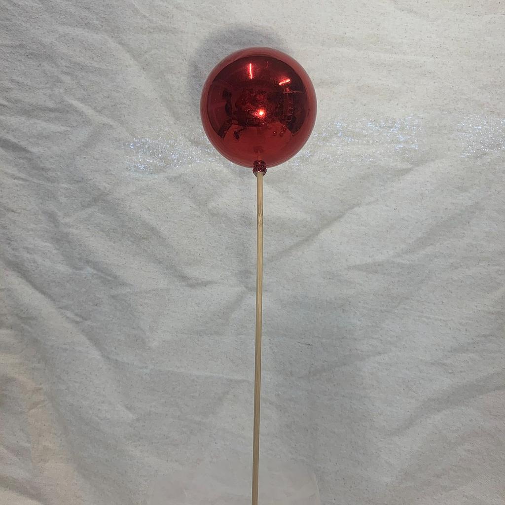 3" ORNAMENT BALL ON 18" PICK RED