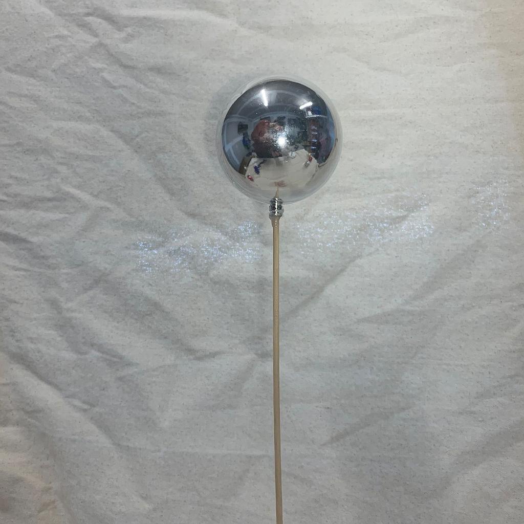3" ORNAMENT BALL ON 18" PICK SILVER