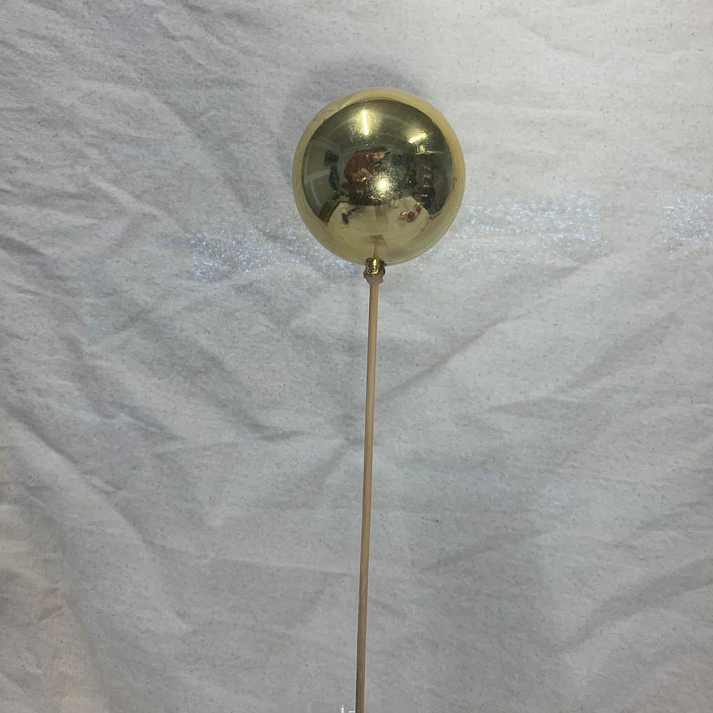 3" ORNAMENT BALL ON 18" PICK GOLD