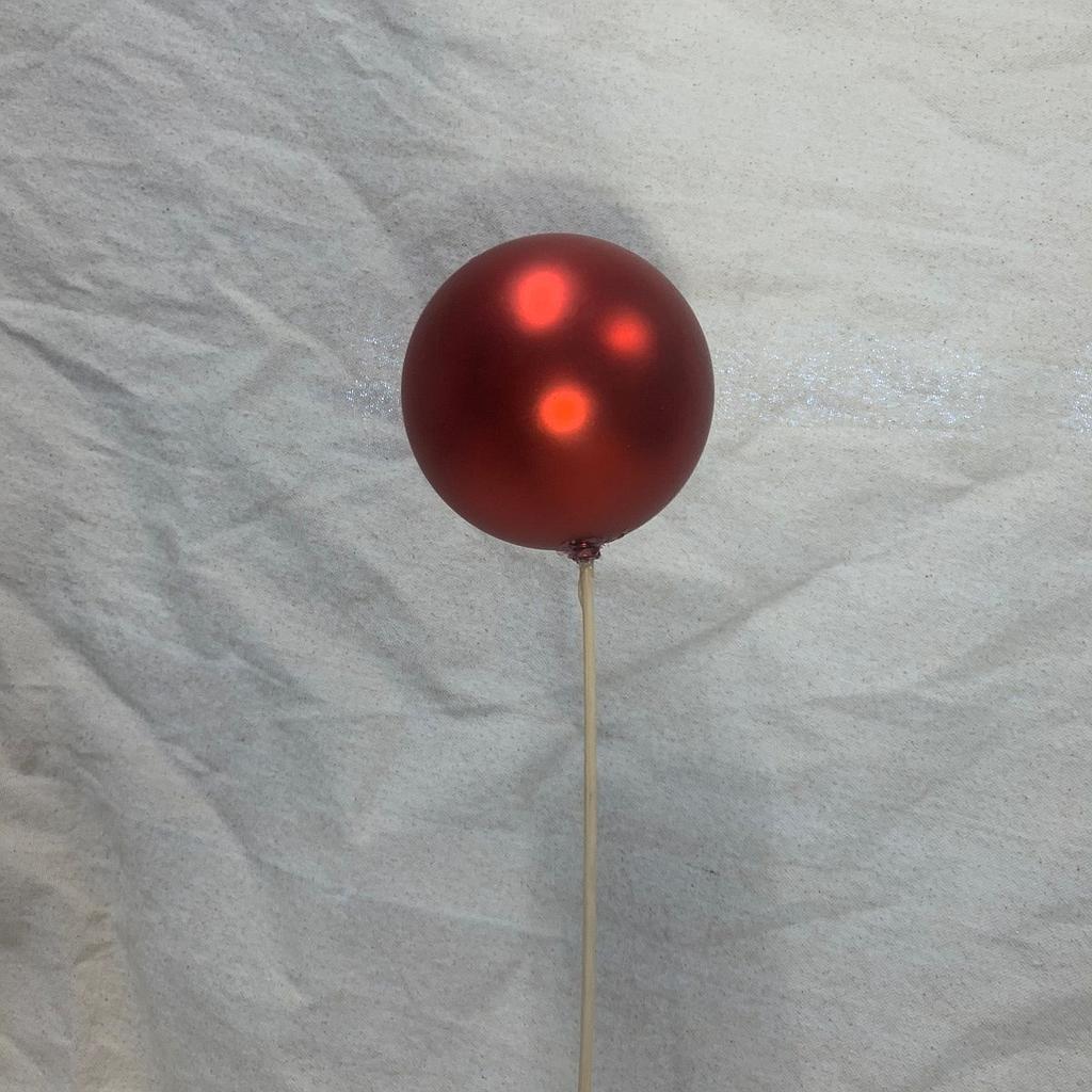 4" ORNAMENT BALL ON 18" PICK MATTE RED