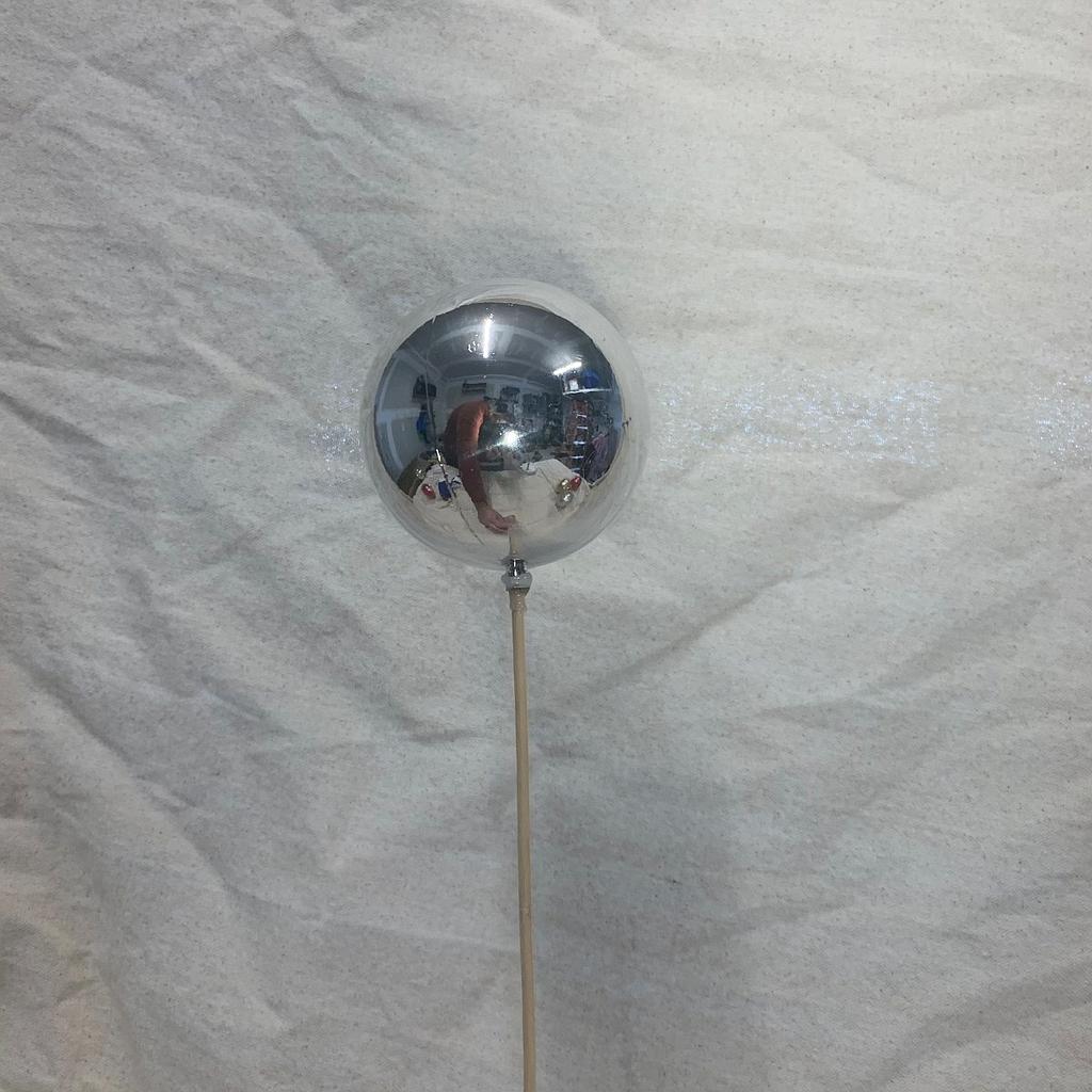 [XB1011-SIL] 4" ORNAMENT BALL ON 18" PICK SILVER