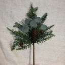 14&quot; PINE PICK W/ FROSTED EUCALYPTUS &amp; CONES
