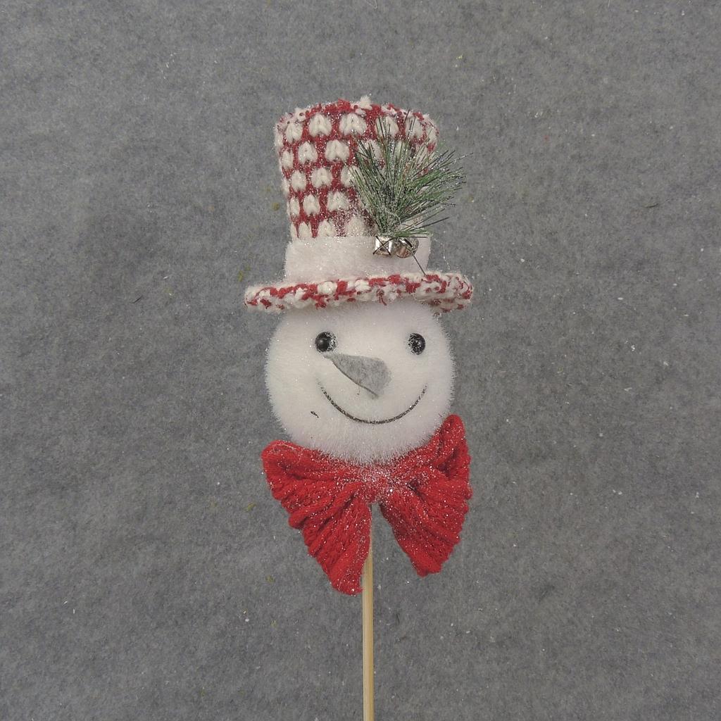 16.5&quot; SNOWMAN PICK W/ TOP HAT RED/WHITE