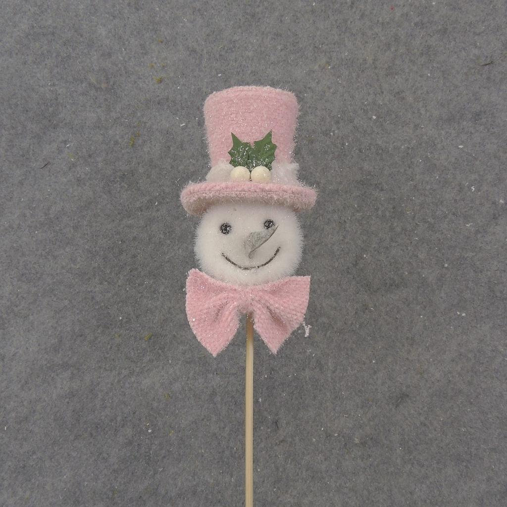 16.5" SNOWMAN PICK W/ PINK HAT