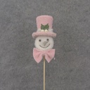16.5" SNOWMAN PICK W/ PINK HAT