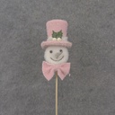 16.5" SNOWMAN PICK W/ PINK HAT