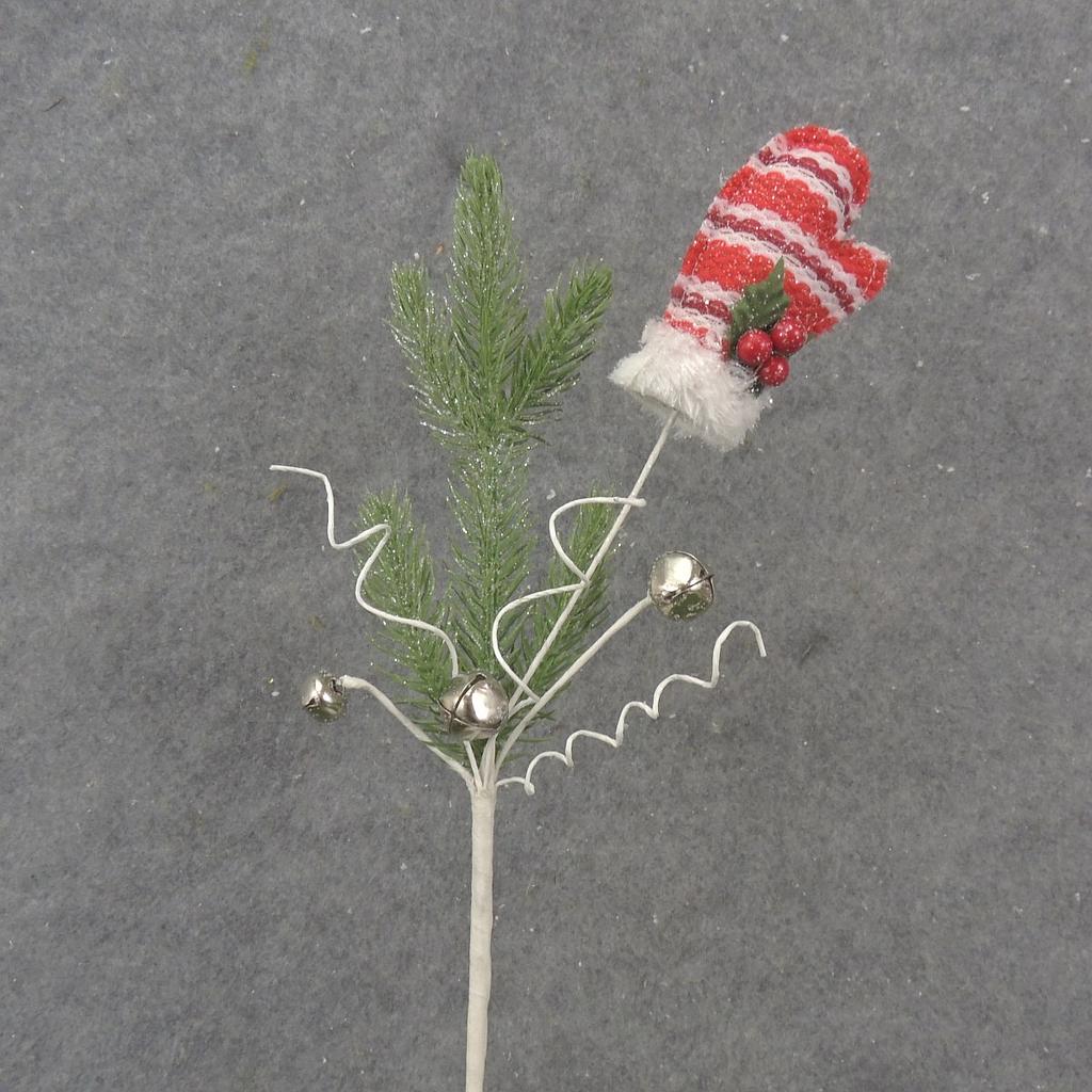 15.75" PINE SPRAY W/ MITTEN RED/WHITE