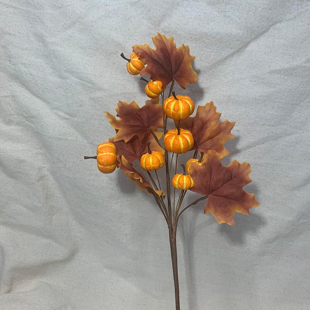 13&quot; MAPLE LEAF SPRAY W/ PUMPKINS