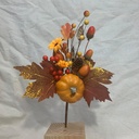 12.6&quot; PUMPKIN PICK W/ LEAVES &amp; ACORNS ORANGE