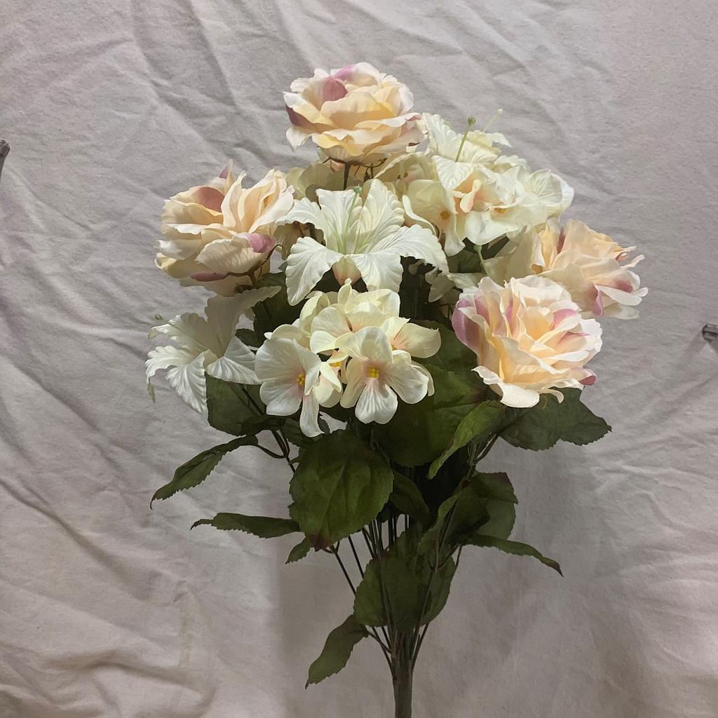 24" ROSE/LILY/HYDRANGEA BUSH X21 CREAM/PINK