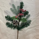 18" SNOWY PINE SPRAY W/ BERRIES