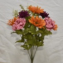 21" SUNFLOWER/PEONY/MUM BUSH X14 ORANGE/PINK/PURPLE