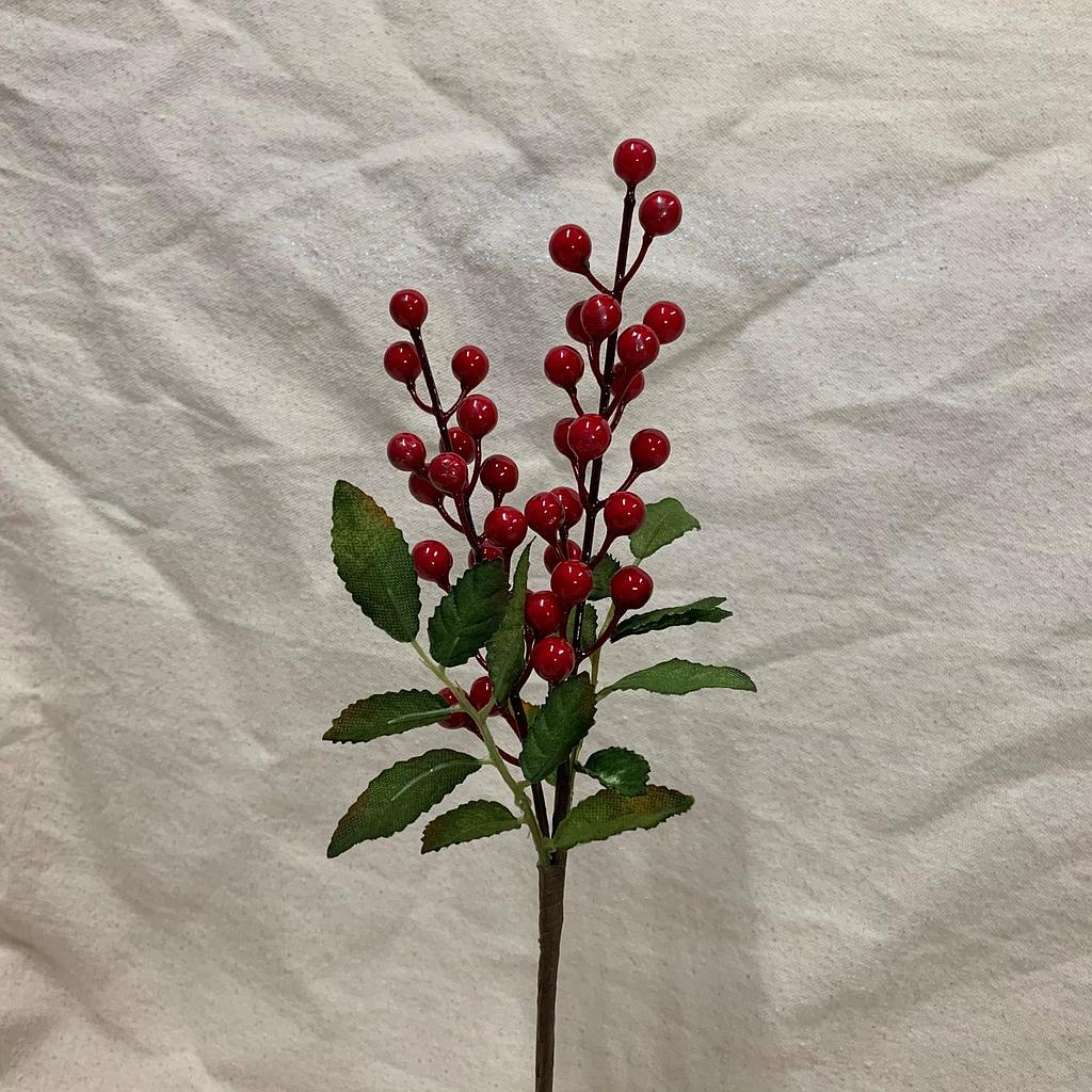 13.5" BERRY PICK W/ LEAVES RED