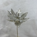 20" METALLIC POINSETTIA PICK W/ ICE SILVER