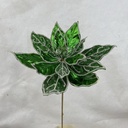 20" METALLIC POINSETTIA PICK W/ ICE GREEN