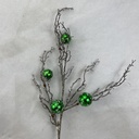 34&quot; TWIG SPRAY W/ ICE &amp; GREEN ORNAMENTS