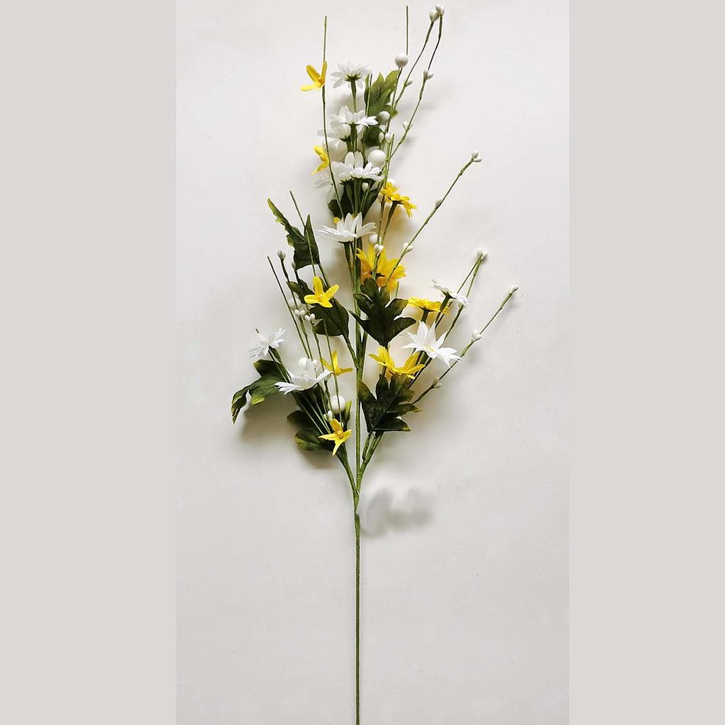 [SL2603] 30" DAISY SPRAY W/ BERRIES WHITE/YELLOW