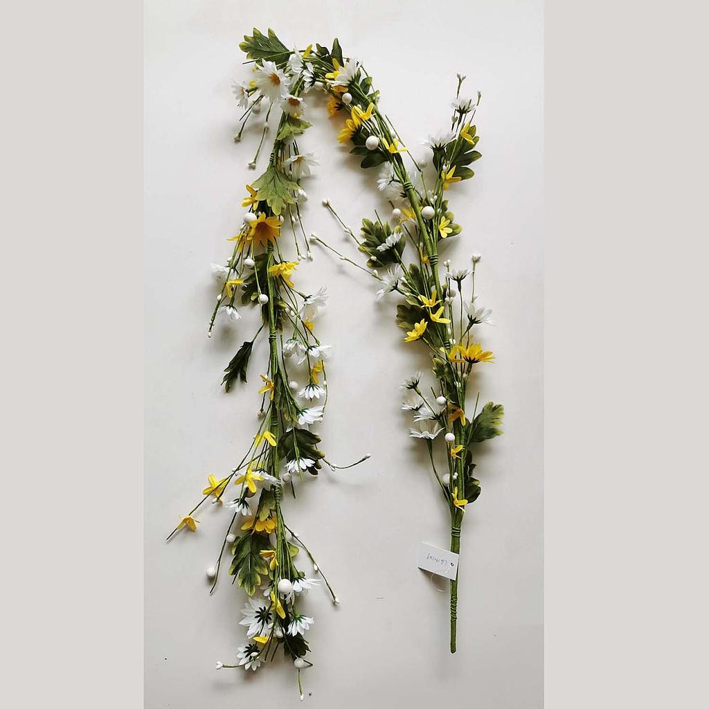 60" DAISY GARLAND W/ BERRIES WHITE/YELLOW