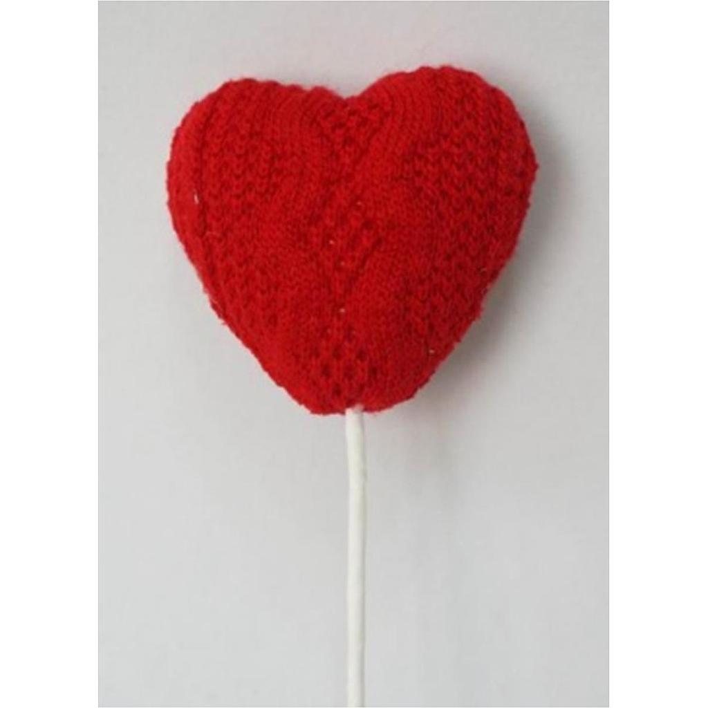 9&quot; KNIT HEART PICK RED