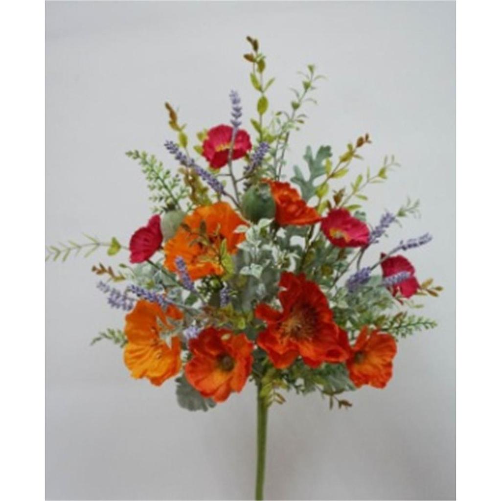 23" ANENOME & FOLIAGE SPRAY RED/ORANGE