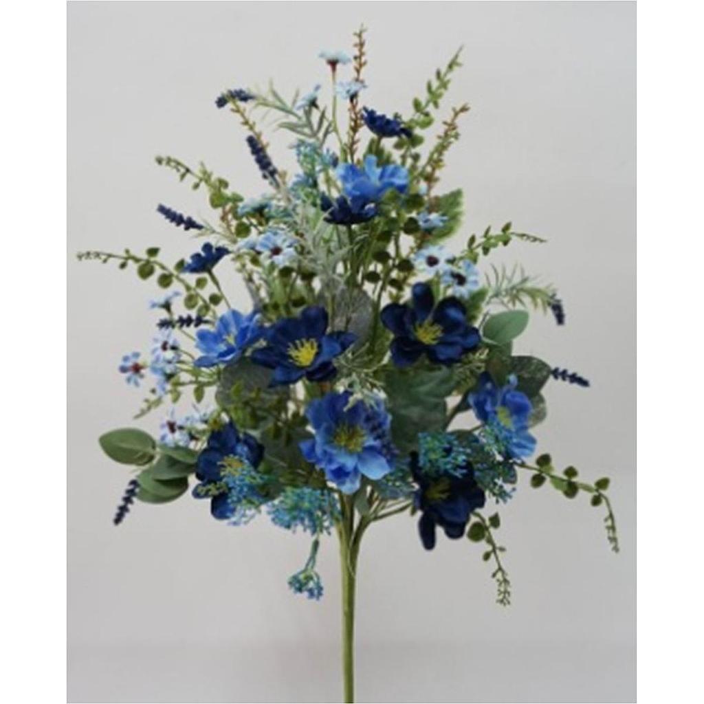 24" MIXED DAISY & FOLIAGE SPRAY BLUE
