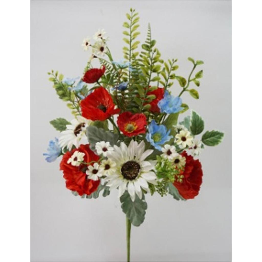 24" SUNFLOWER/ANENOME/DAISY BUSH RED/WHITE/BLUE