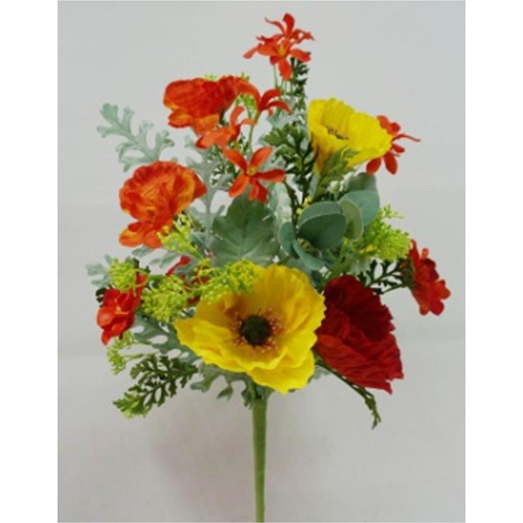 21" MIXED POPPY & FOLIAGE BUSH