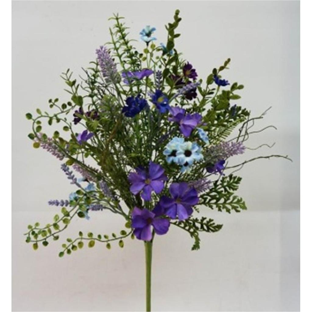 23" MIXED FOLIAGE SPRAY W/ BLUE FLOWERS