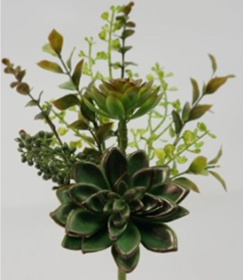 14" EUCALYPTUS & SUCCULENT PICK RED/GREEN