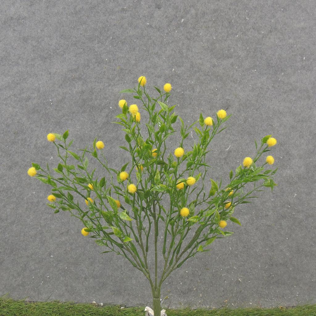 [SB2318-YEL] 12.5" TEALEAF BUSH W/FUZZY BERRIES X5 YELLOW