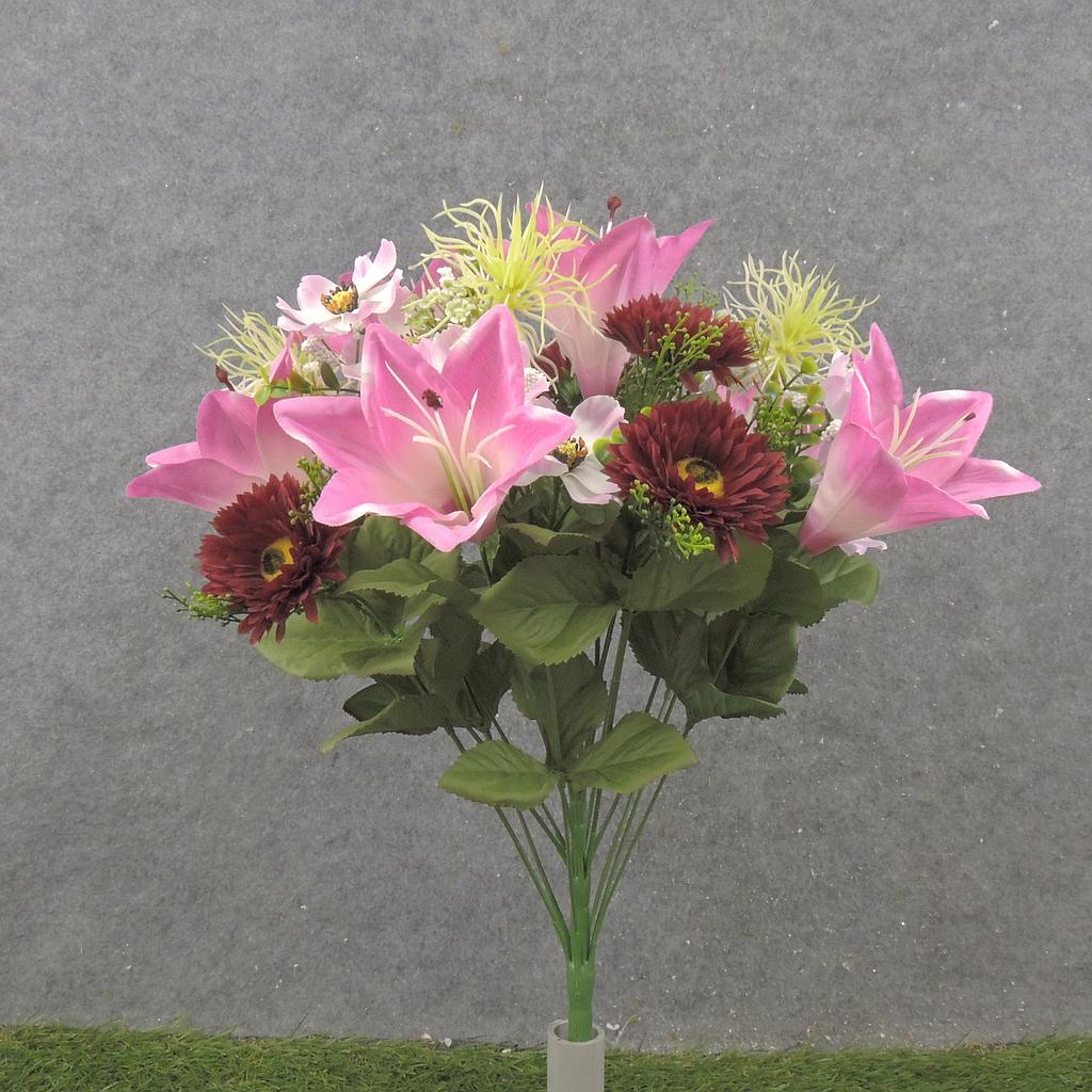 18.5" LILY/ASTER/COSMOS BUSH X18 PINK/BURGUNDY