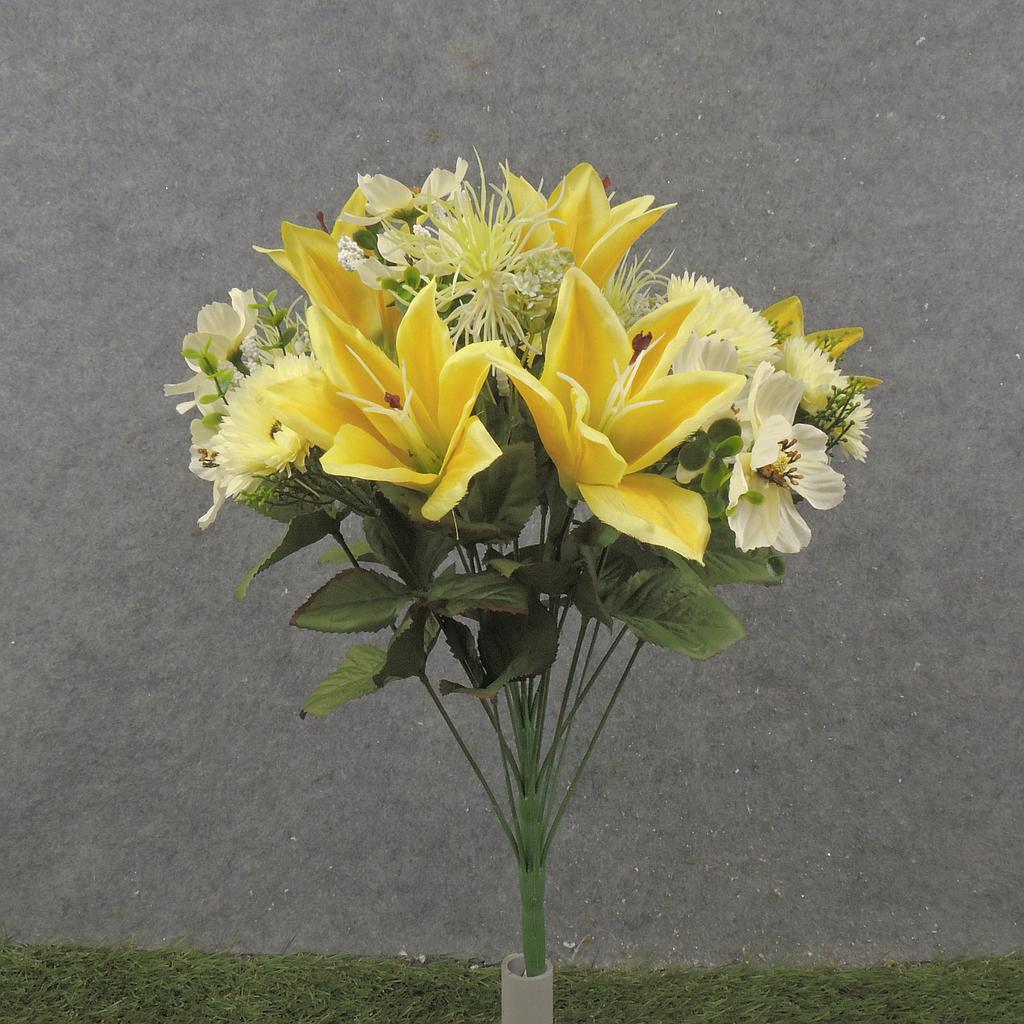 18.5" LILY/ASTER/COSMOS BUSH X18 YELLOW/CREAM