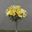 18.5&quot; LILY/ASTER/COSMOS BUSH X18 YELLOW/CREAM