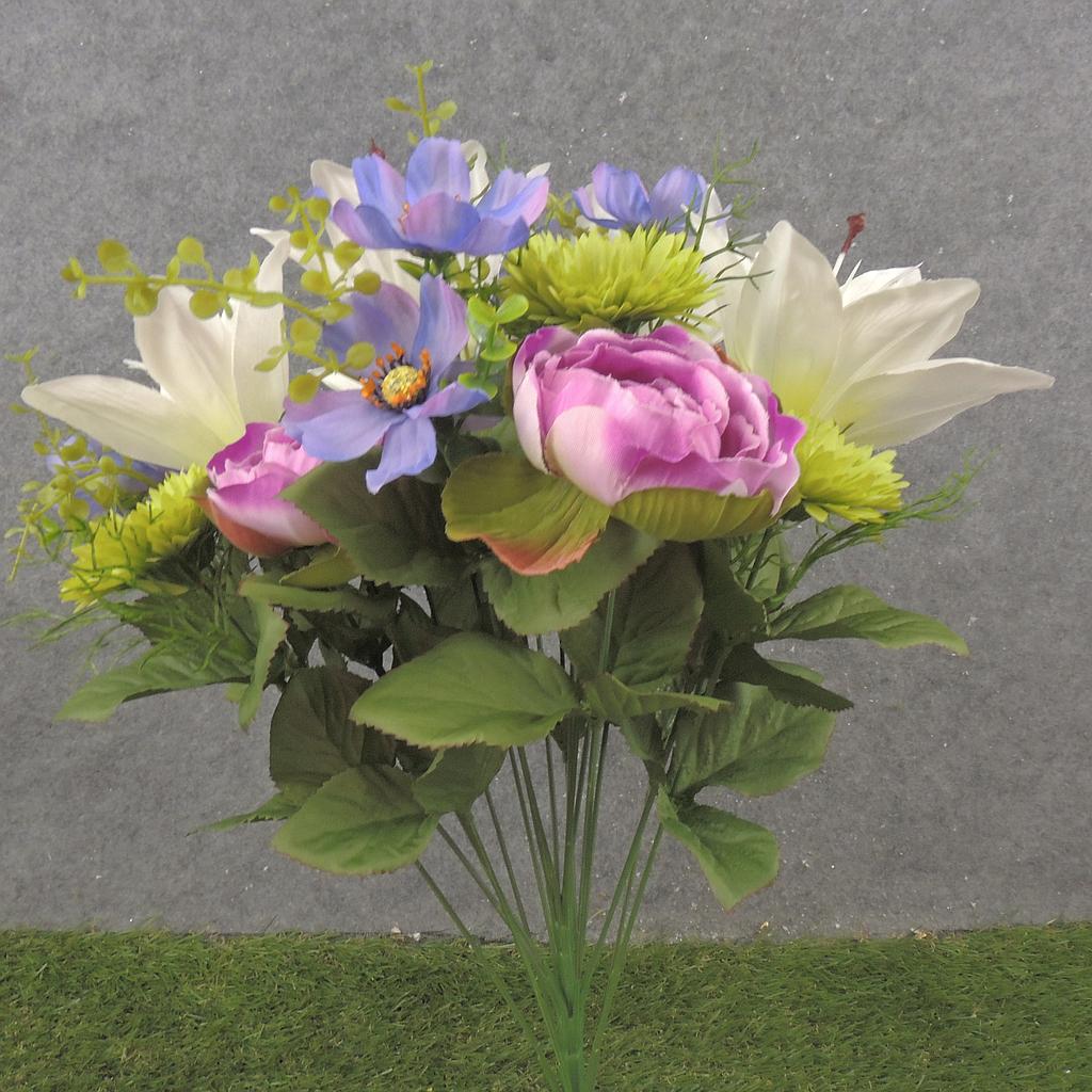 19" LILY/RANUNCULUS/ASTER BUSH X18 WHITE/GREEN/LAVENDER