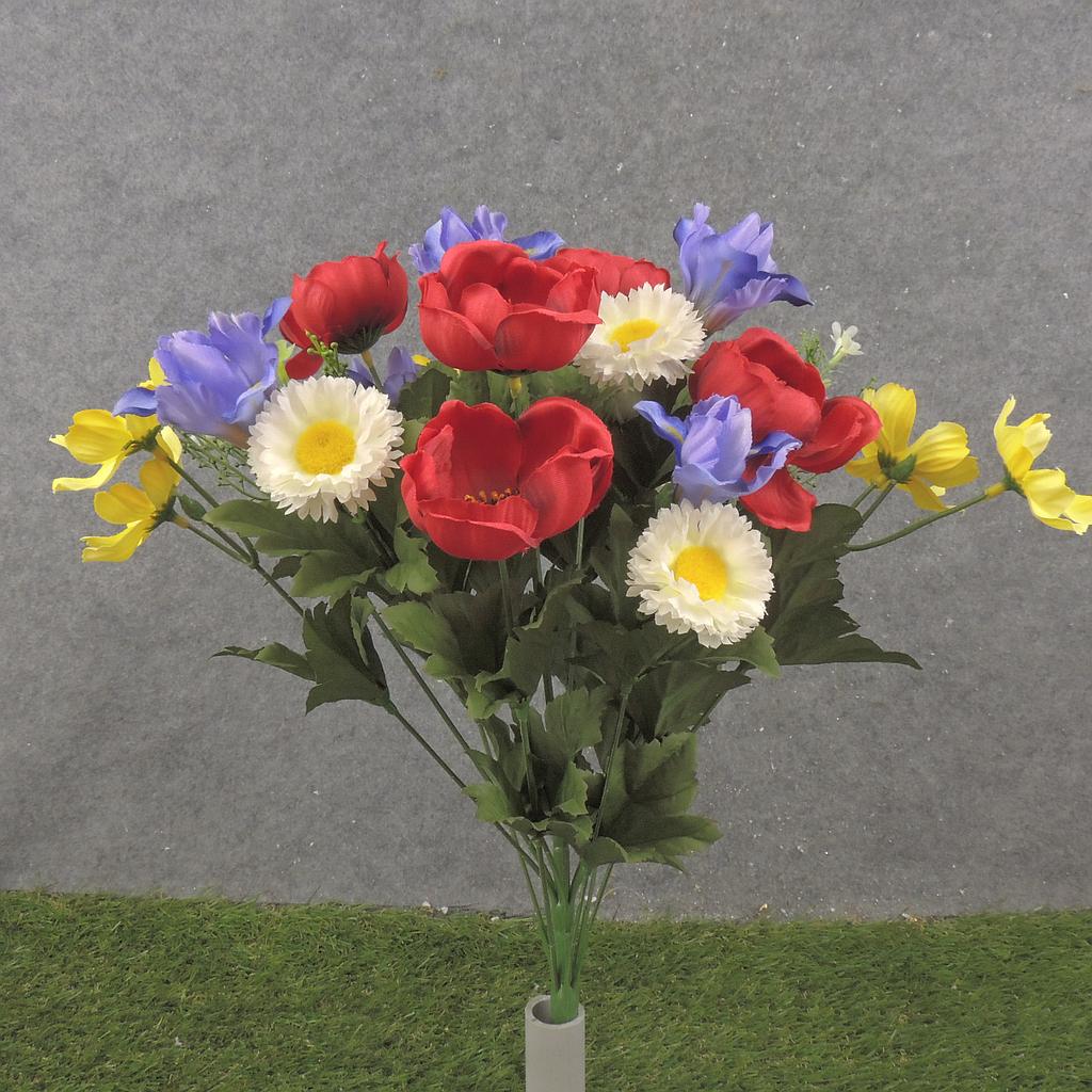 18" IRIS/DAISY/ANENOME BUSH X18 YELLOW/RED/PURPLE