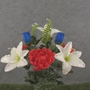 21&quot; LILY/PEONY/ROSE BUD BUSH X14 RD/WH/BL