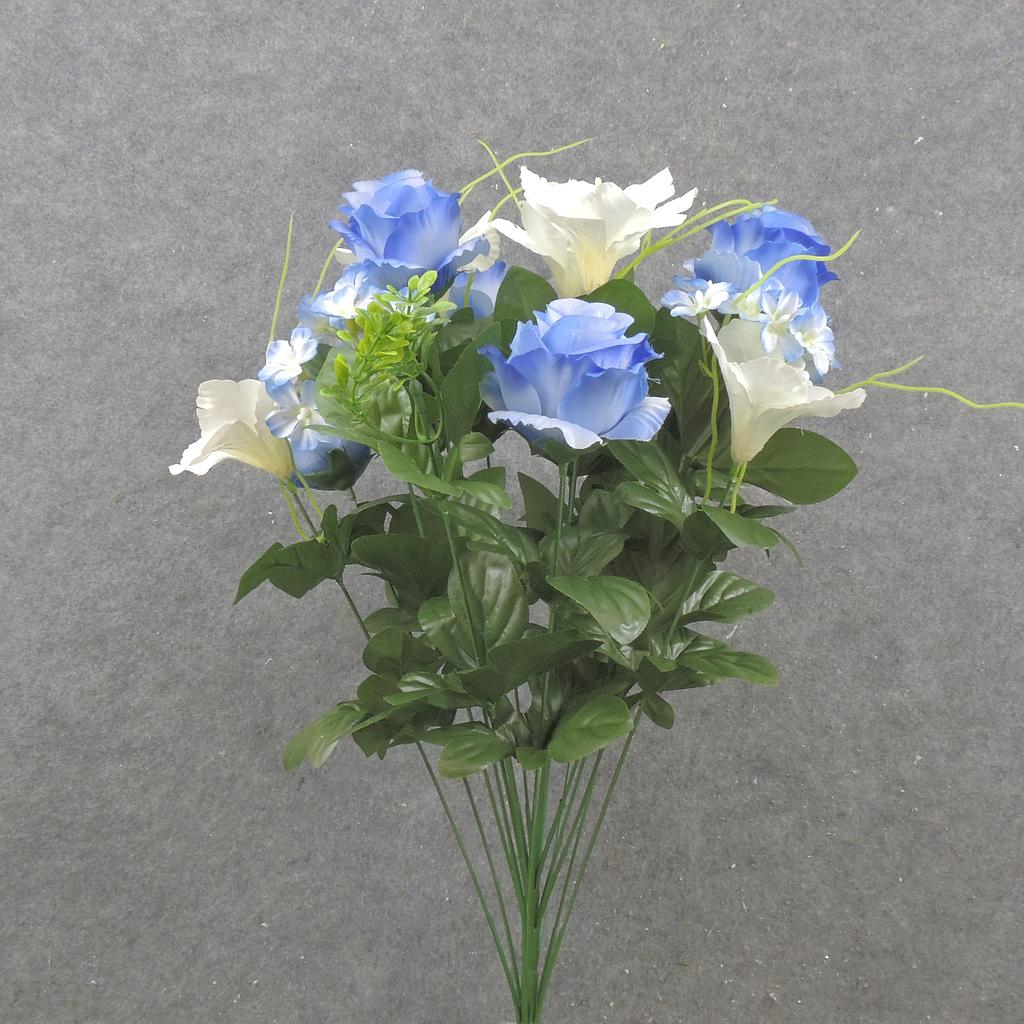 23" ROSE & LILY BUSH X18 BLUE/CREAM