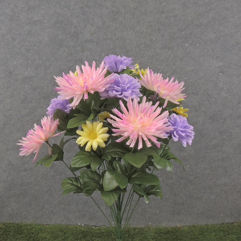 24" ZINNIA/MUM/DAISY BUSH X21 PINK/PUR/YEL