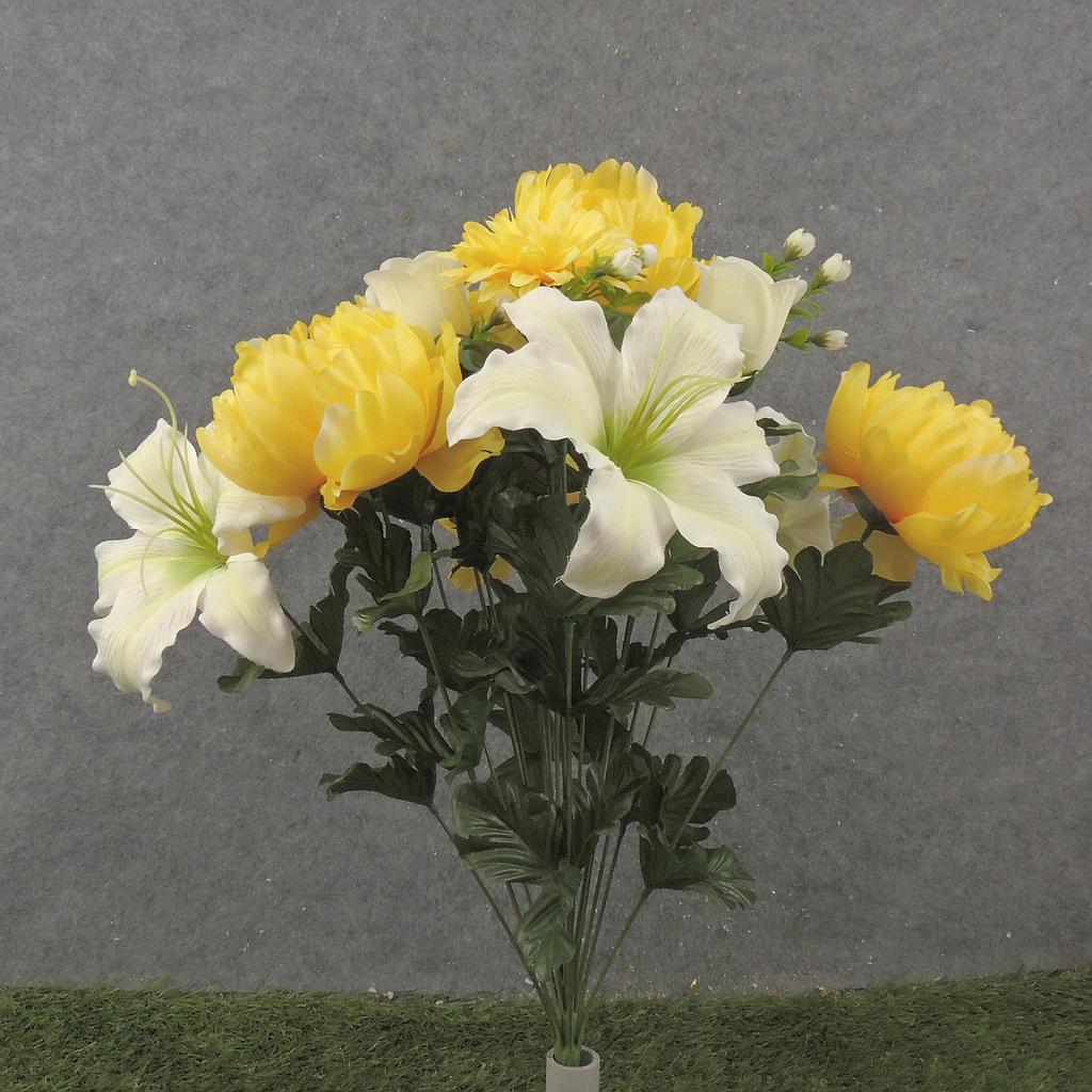 22" LILY/PEONY/DAHLIA BUSH X18 CREAM/YELLOW
